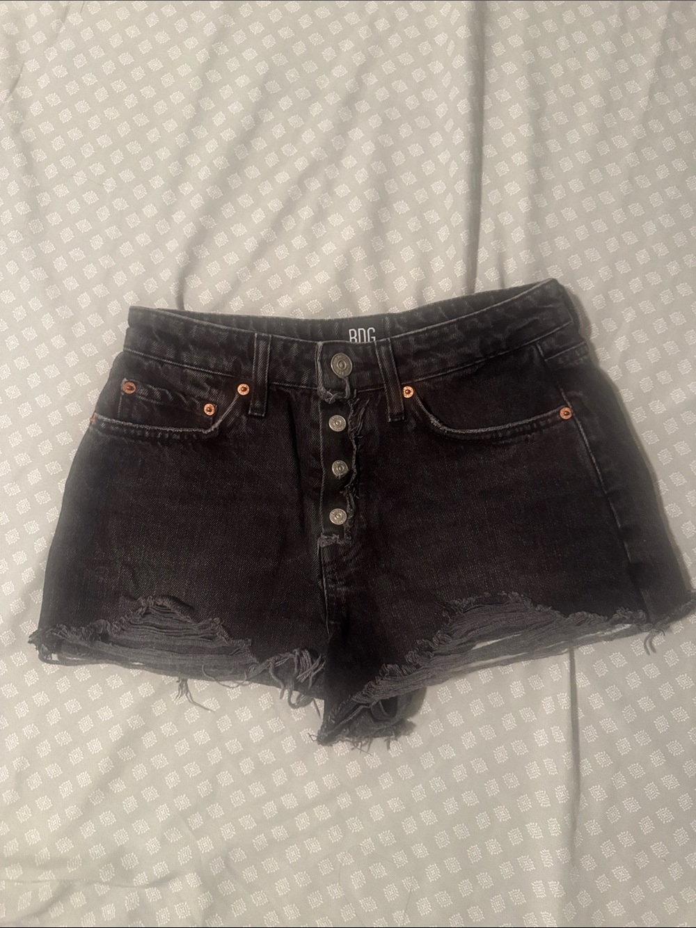 BDG Black High-Rise Distressed Denim Shorts